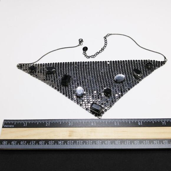 Chico's Gunmetal Gray Large Rhinestone Mesh Necklace, 19 Inches - Picture 8 of 8